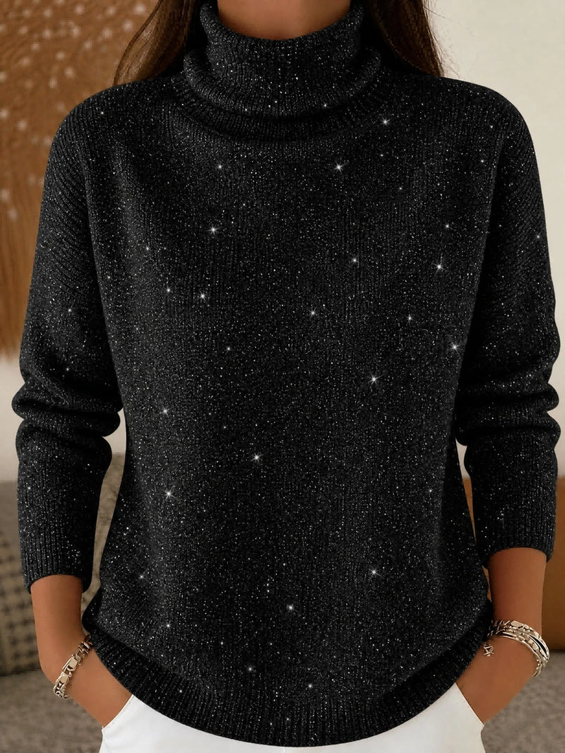 Sparkly Turtleneck Knit Sweater