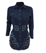 Shredded Denim Dress