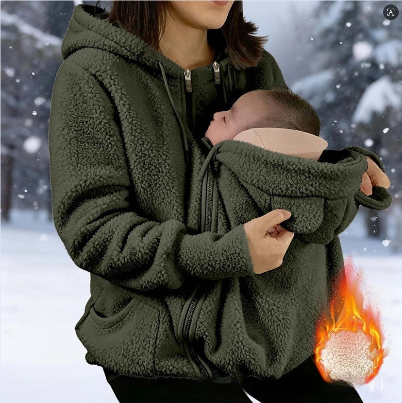 Thickened Faux Lambswool Zip-up Hoodie