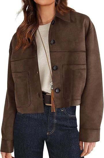 Short Faux Suede Jacket