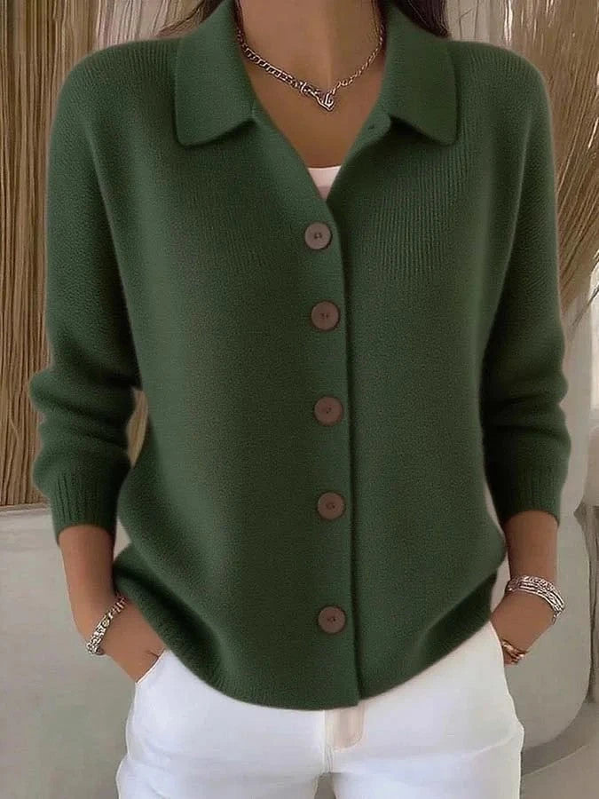 Knitted Lapel Cardigan Sweater