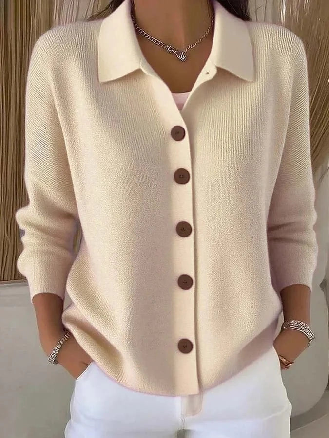 Knitted Lapel Cardigan Sweater