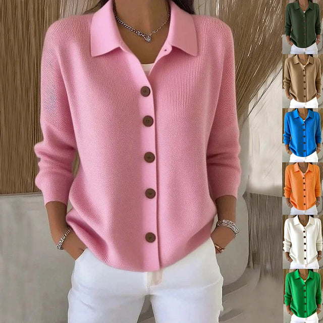 Knitted Lapel Cardigan Sweater