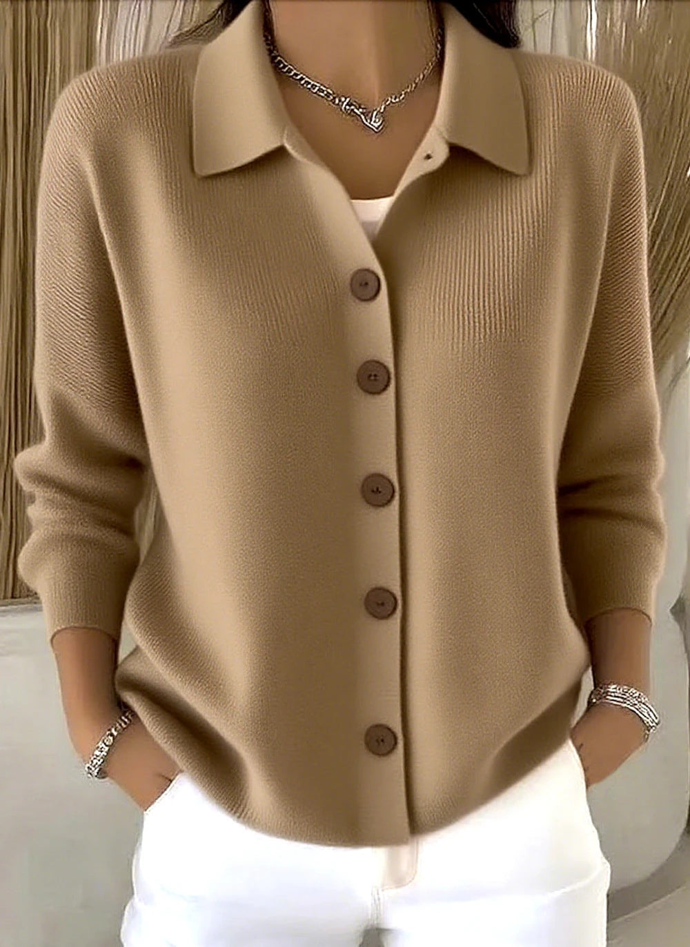 Knitted Lapel Cardigan Sweater