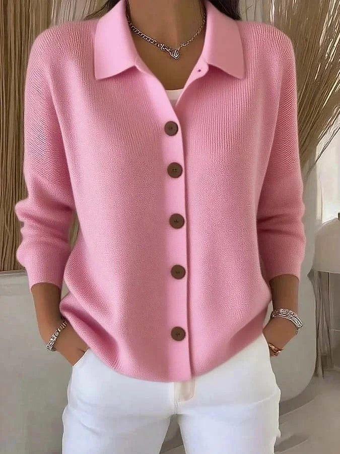 Knitted Lapel Cardigan Sweater