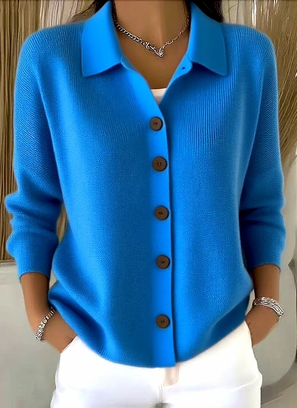 Knitted Lapel Cardigan Sweater
