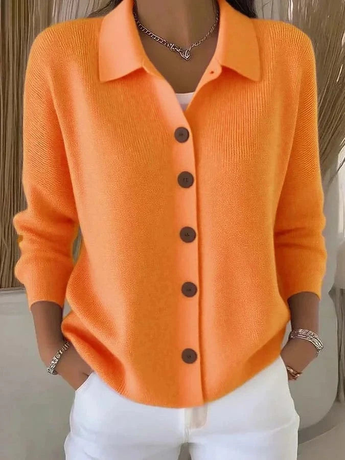 Knitted Lapel Cardigan Sweater