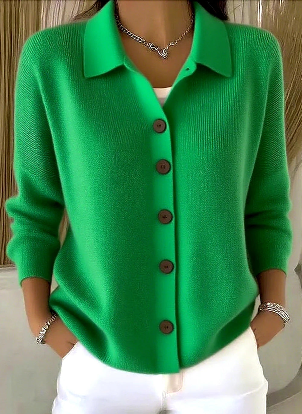 Knitted Lapel Cardigan Sweater