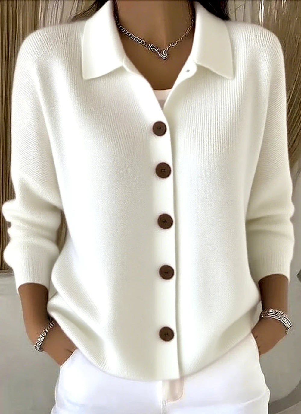 Knitted Lapel Cardigan Sweater