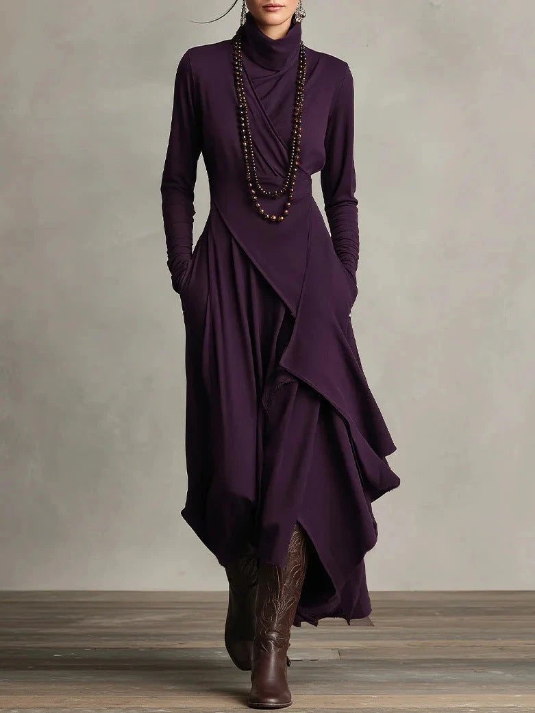 Cross Sleeve High Neck Evening Dress
