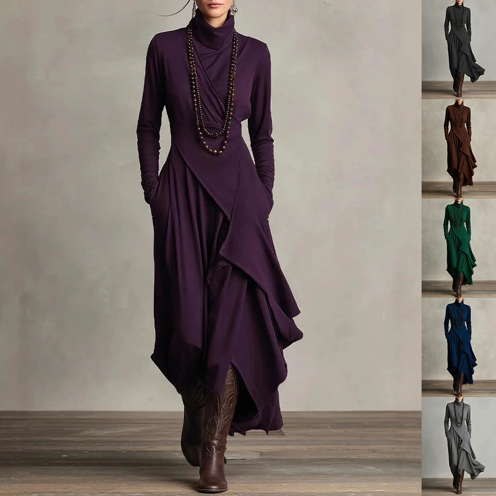 Cross Sleeve High Neck Evening Dress
