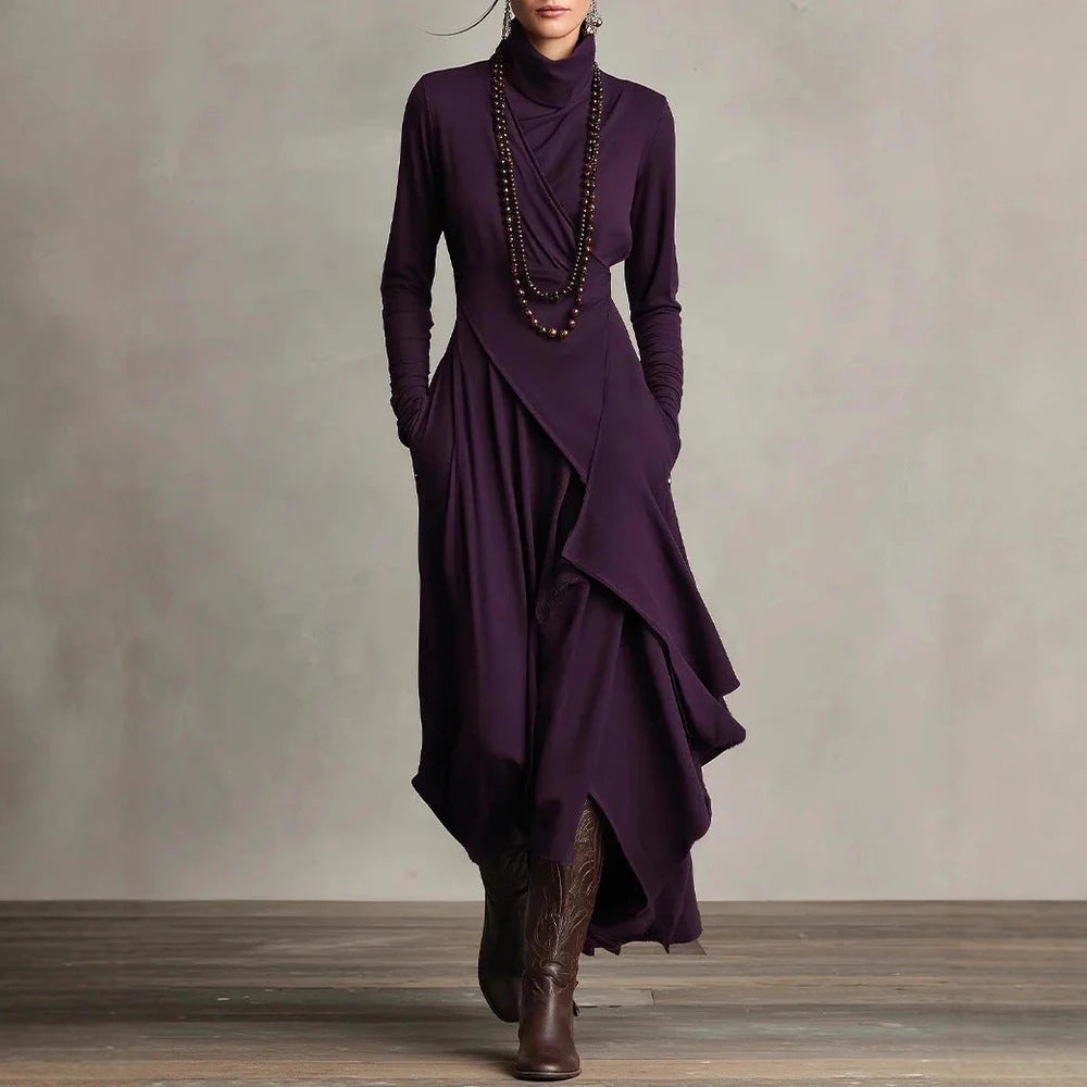 Cross Sleeve High Neck Evening Dress