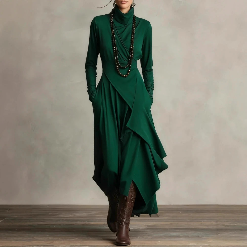 Cross Sleeve High Neck Evening Dress