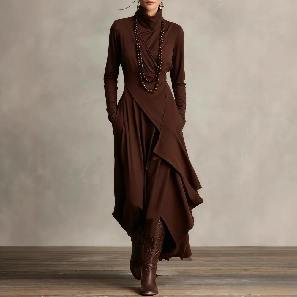Cross Sleeve High Neck Evening Dress