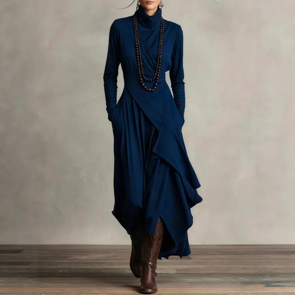 Cross Sleeve High Neck Evening Dress