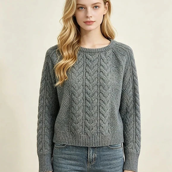 French-style Ribbed Cable-knit Sweater