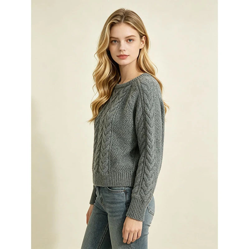 French-style Ribbed Cable-knit Sweater