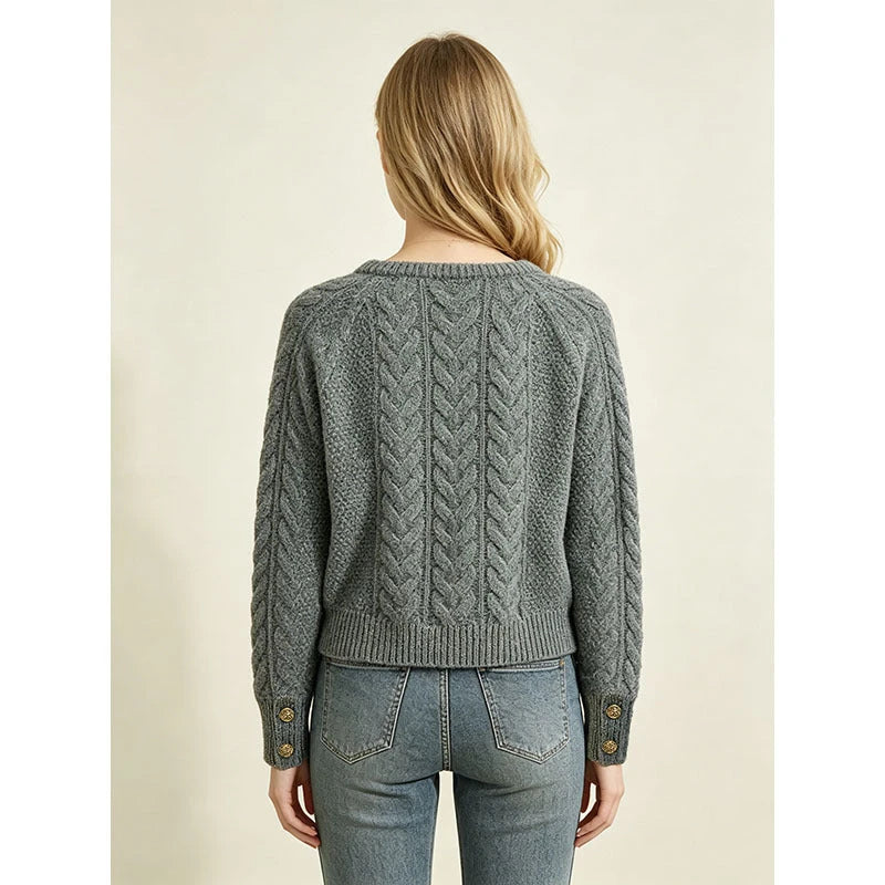 French-style Ribbed Cable-knit Sweater