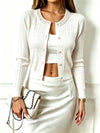 Beaded Crew Neck Cable Knit Cardigan