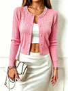 Beaded Crew Neck Cable Knit Cardigan