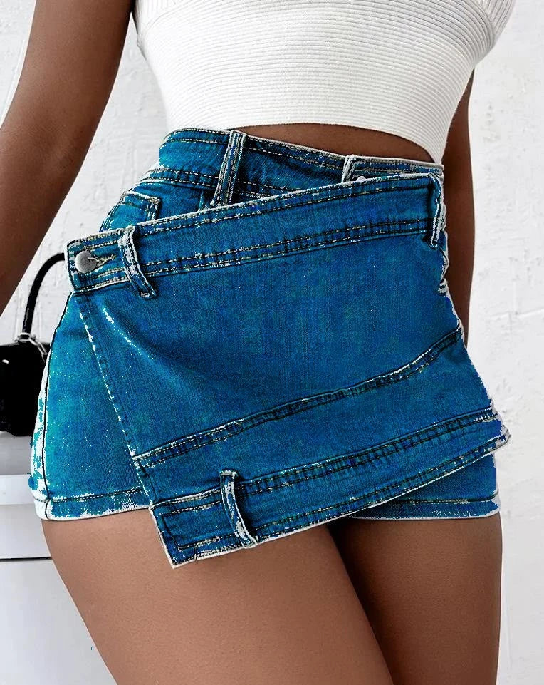Denim Wrap Shorts