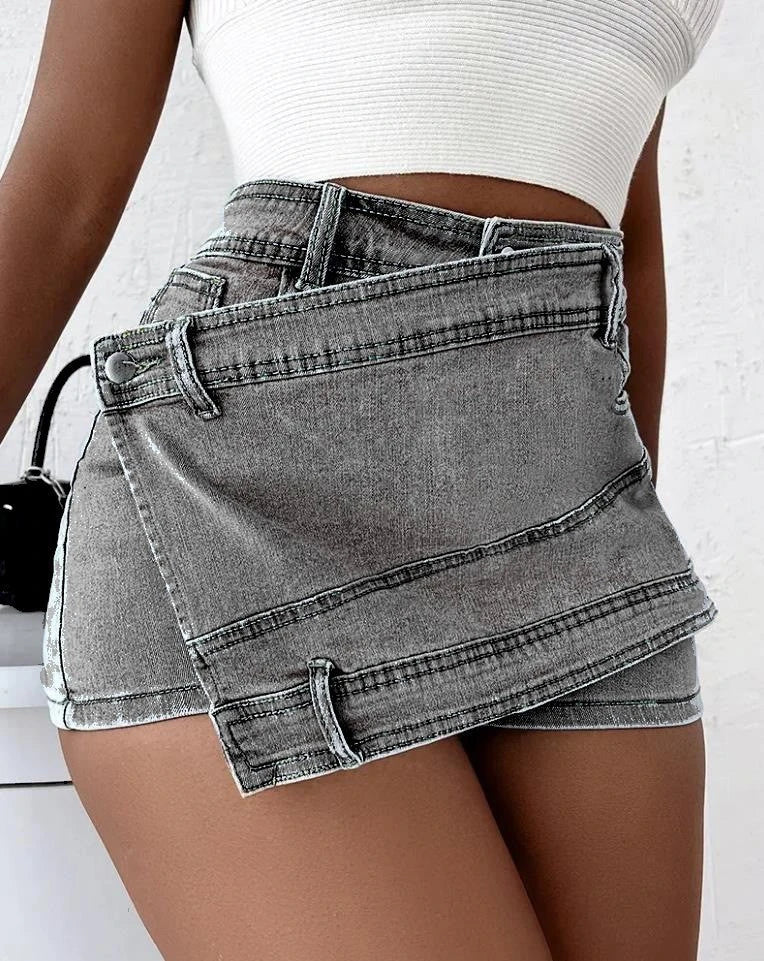 Denim Wrap Shorts
