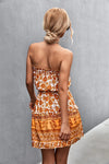 Bohemian Floral Strapless Dress