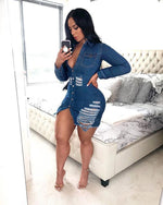 Shredded Denim Dress