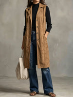 Sleeveless Mid-Length Blazer Vest
