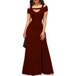 V-neck Split Long Dress