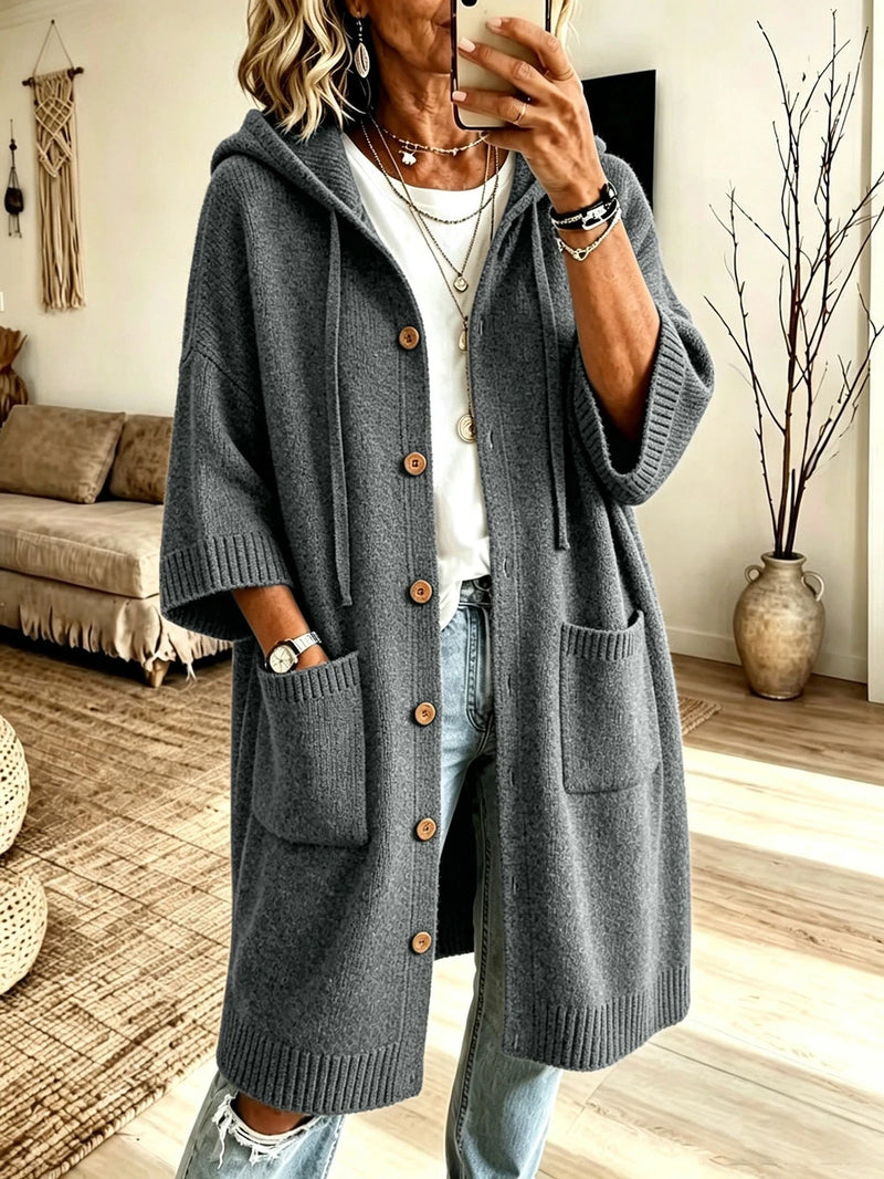 Hooded Knit Cardigan Coat