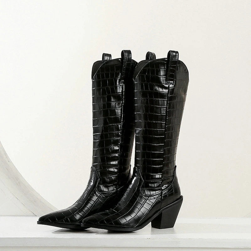 Casual Knee Length High Heel Boots