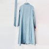 Light Blue Tweed Belted Long Coat