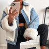 Plush Denim Stitching Warm Jacket