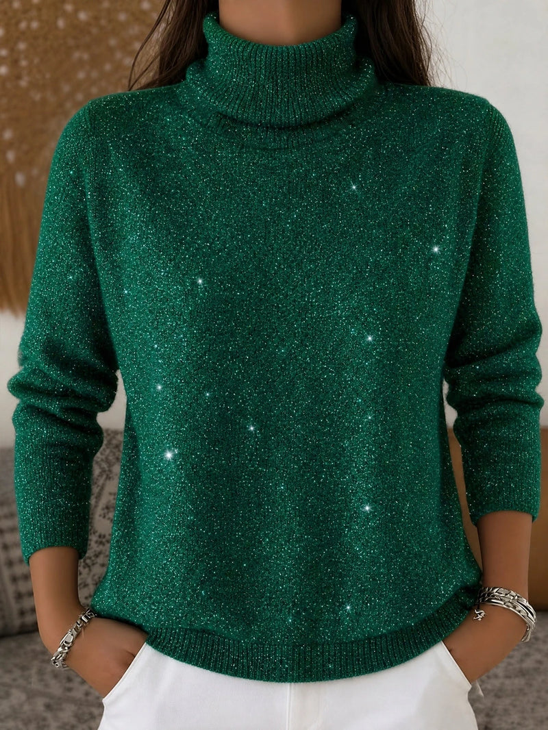 Sparkly Turtleneck Knit Sweater