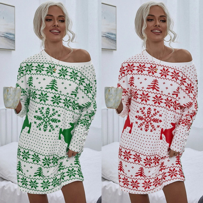 Christmas Printed Knit Dress