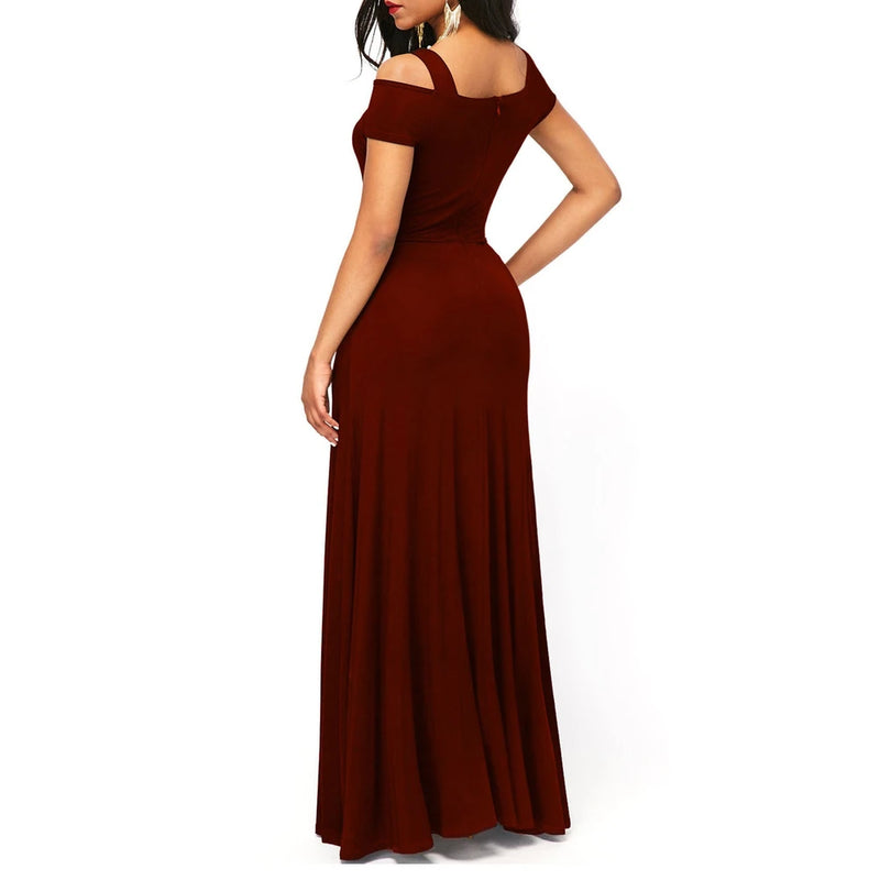 V-neck Split Long Dress