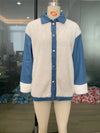 Plush Denim Stitching Warm Jacket