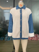 Plush Denim Stitching Warm Jacket