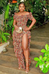 Floral Print Slit Tiered Maxi Dress