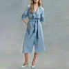 Light Blue Tweed Belted Long Coat