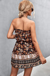 Bohemian Floral Strapless Dress