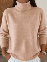 Sparkly Turtleneck Knit Sweater