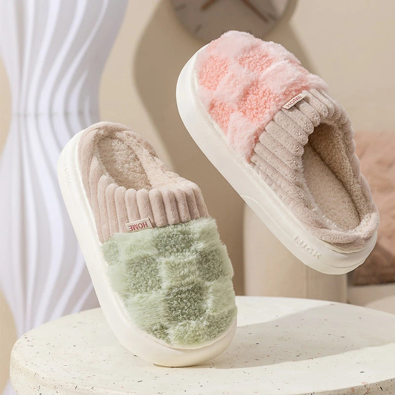 Plaid Plush House Slippers