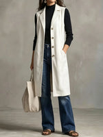Sleeveless Mid-Length Blazer Vest