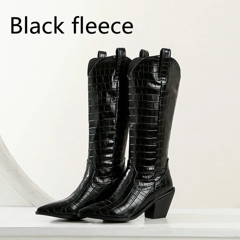 Casual Knee Length High Heel Boots