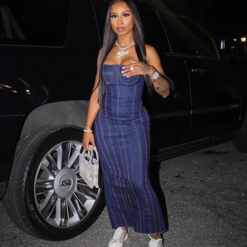 Sleeveless Denim Tube Dress