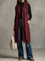 Sleeveless Mid-Length Blazer Vest
