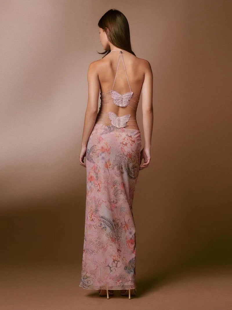 Floral Print Halter Dress