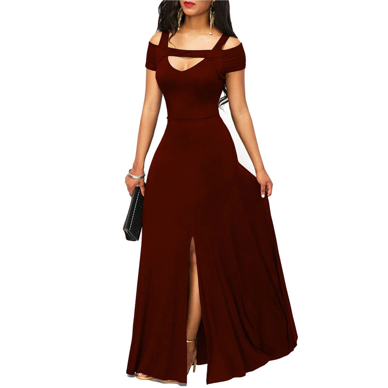 V-neck Split Long Dress